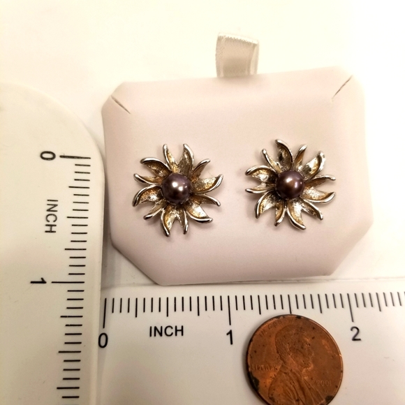 ❣REDUCED Oscar De La Renta Purple Fresh Pearls Silver Purple Convertible Earring - Picture 3 of 8